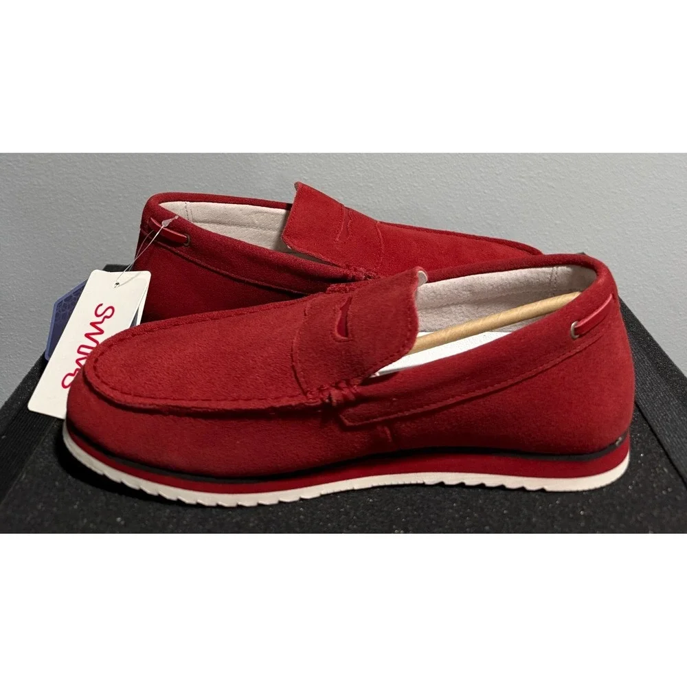 SWIMS Kristin Red Penny Loafers Slip On Moccasins Boat/Deck Shoes Mens 6.5 NEW